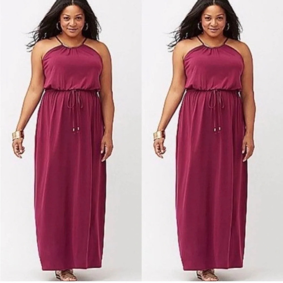 Lane Bryant Simply Chic Collection Goddess Maxi dress size 18/20 Wine Red - Picture 4 of 9